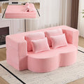 78” Convertible Folding Sofa Bed Full Size Sleeper Loveseat Chenille Full Foam Floor Couch for Living Room Bedroom No Assembly Required (Pink)