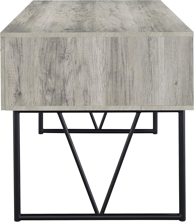 Coaster Home Furnishings Analiese Rustic 63-Inch 4-Drawer Home Office Computer Writing Desk Study Table with Storage Engineered Eco-Friendly Wood Look Laminate Sturdy Steel Grey Driftwood 801999