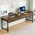 78.7 inch Extra Long Computer Desk with 3 Drawers Two Person Office Desk Double Desk with Hooks Industrial Writing Study Table Workstation for Home Office Vintage Brown