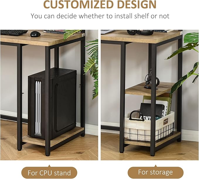 78.75 Inches Double Computer Desk for Two Person Extra Long Home Office Desk with Monitor Shelf and CPU Stand Brown