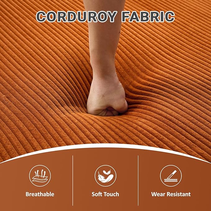 79 Convertible Sofa Bed 5-in-1Boneless Couch for Living Room with 2 Pillows Corduroy Folding Sleeper Sofa Bed Boneless Cloud Loveseat Futon Sofa Bed for Living Room Bedroom Lounge Orange