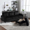 L Shaped Couch with Storage Ottoman 77 Chenille Small Sectional Couches with 2 Cup Holders &amp Storage Pocket for Small Space Comfy Cloud Sectional 3 Seater Couch Black