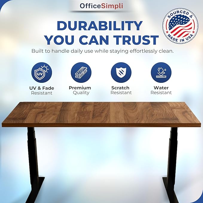 OfficeSimpli 60 x 30 Inch Desk Top Made in USA Replacement Table Top for Sit-to-Stand Adjustable Desk Frame Countertop Workbench for Classroom Home and Office (Desk Top only) - California Walnut