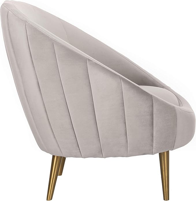 Safavieh Couture Home Razia Retro Glam Pale Taupe Velvet Channel Tufted Tub Chair