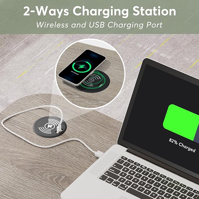 Tribesigns Portable Desk with Power Outlets Height Adjustable Side Table Sofa Couch Bedside Laptop Computer Cart with USB Charging Ports Mobile Small Standing Desk with Keyboard Tray