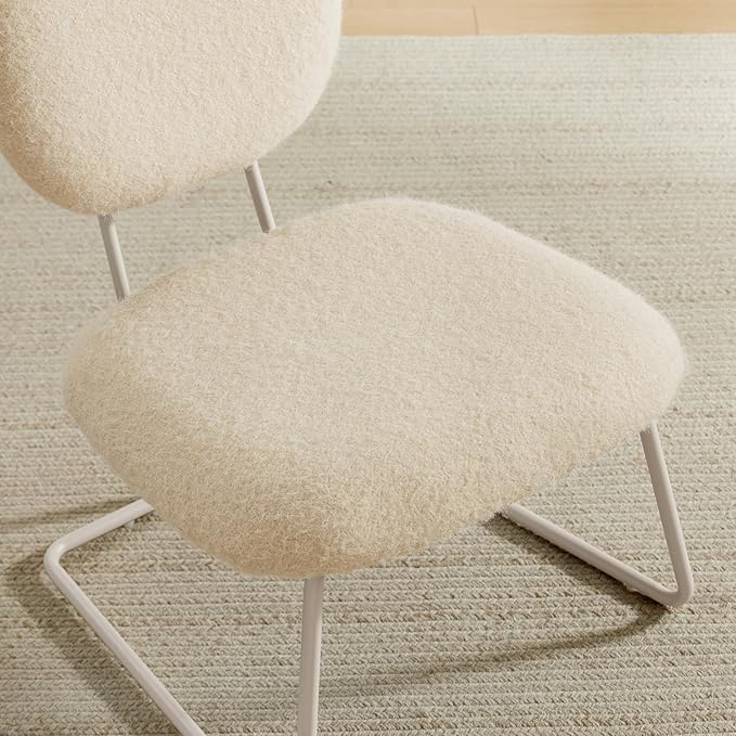 Zouron Accent Chairs Set of 2 Fabric Slipper Chairs Upholstered Single Sofa Chairs for Living Room Bedroom Apricot