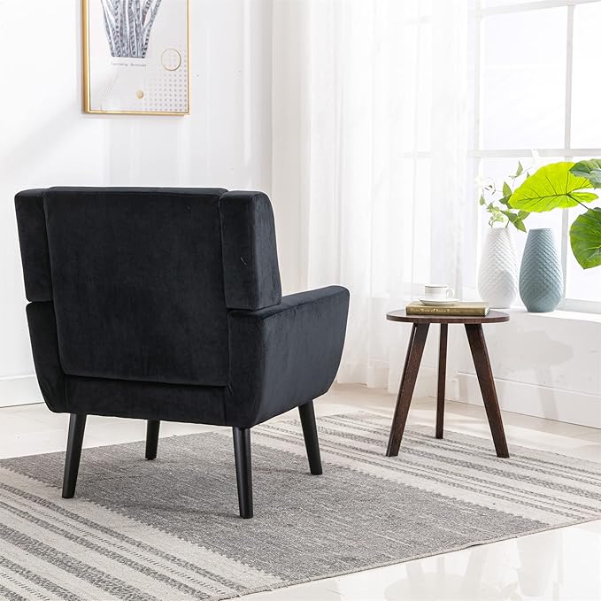 Modern Soft Velvet Material Ergonomics Accent Chair Living Room Chair Bedroom Chair Home Chair with Black Legs for Indoor Home