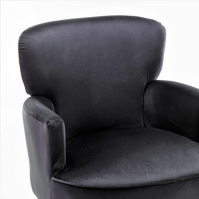 Trendy Velvet Accent Chair with Gold Metal Legs Upholstered Armchair for Small to Mid-Size Spaces Modern Living Room Bedroom Vanity Desk and Entryway Black