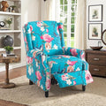 Recliner Chair Upholstered Wingback Floral Pushback Armchair with Adjustable Backrest &amp Footrest Comfy Accent Chair Reading Single Sofa for Small Spaces Living Room Bedroom (Peacock Set of 1)