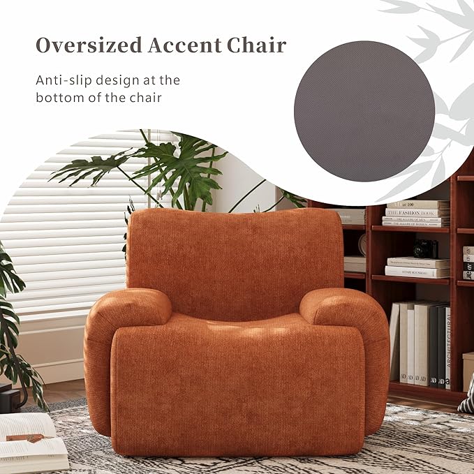 Chifee &amp Vingol Boneless Modern Accent Chair 42 Wide Upholstered Oversized Armchair Deep Seat Single Sofa Chairs Comfy Reading Lounge Chair for Living Room Bedroom Apartment1 PC Orange