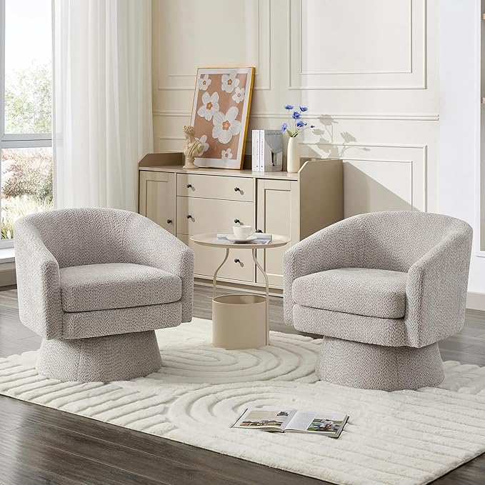 Swivel Accent Chair 360° Chenille Swivel Lounge Reading ChairModern Single Sofa Lounge Armchair Club Chair with Storage Space for Living Room Bedroom Office