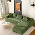 106 Modular Sectional Sofa Green Corduroy Cloud Couch with Left Chaise Deep Seat Boneless Floor Sofa for Living Room High-Resilience Foam Support No Assembly Required Includes Pillows | Sectiona