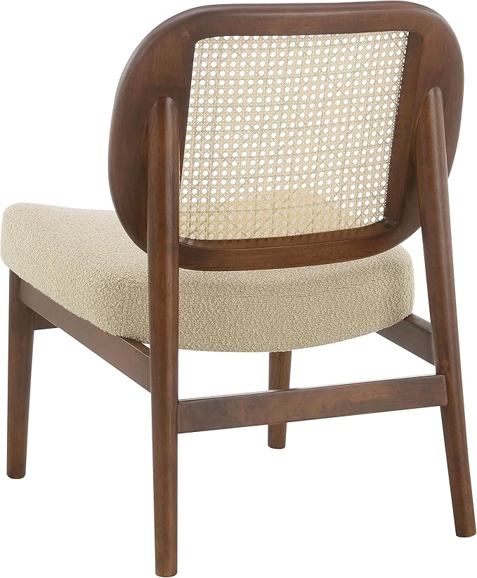 Coaster Home Furnishings - Rayo - Wood - Cane Back Upholstered Accent Chair with Armless Design Cushioned Seat and Tapered Legs - Living Room - Camel - 900621