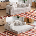 79 Corduroy Sofa Bed Sleeper Couch 6-in-1 Convertible Boneless Floor Futon Loveseat High-Density Foam Couch in a Box with 2 Headrest Pillows No Assembly Grey and White
