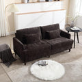 Mid Century Modern Chenille Loveseat Sofa 2-Seat Upholstered Cozy Loveseat Sofa with Pillows for Living Room Comfy Side Reading Lounge Couch for Bedroom Club Office Apartment Black