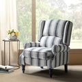 HULALA HOME Upholstered Wingback Recliner Chair Small Adjustable Footrest Push Back Single Reclining Sofa Mid Century Modern Lounge Armchair for Living Room Bedroom Reading/Stripe Black