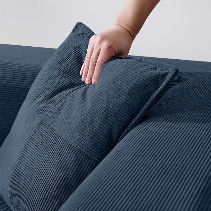 Convertible Sleeper Sofa Bed Boneless Couch with Fixed-Shape Frame 78 Corduroy Fold Out Floor Sofa Couch Modern Foldable Mattress Couches for Living RoomBlue