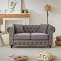 Modern Chesterfield Sofa Couch 63.5-inch Velvet Fabric Loveseat Sofa with Rolled Arms and Tufted Button for Living Room Office Light Grey