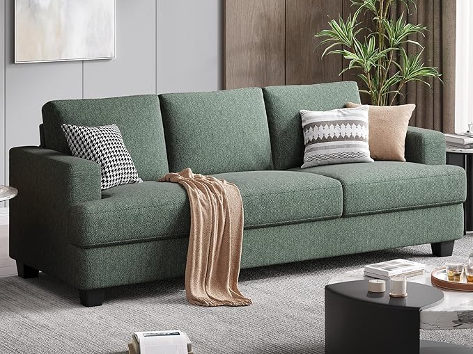 Fadware Sofa Couch 3 Seater Sofa with Suppleness Armrests Fabric Deep Seat Sofa with Upholstered Cushion&amp Backrests Modern Comfy Couch for Living Room Apartment