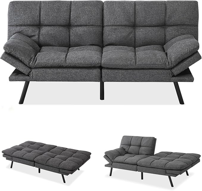 MUUEGM Futon Sofa Bed Loveseat Memory Foam Modern Office Couch Sleeper Bed Convertible Love seat Sofa for Small SpacesApartmentOffice with Adjustable Armrest Backrest