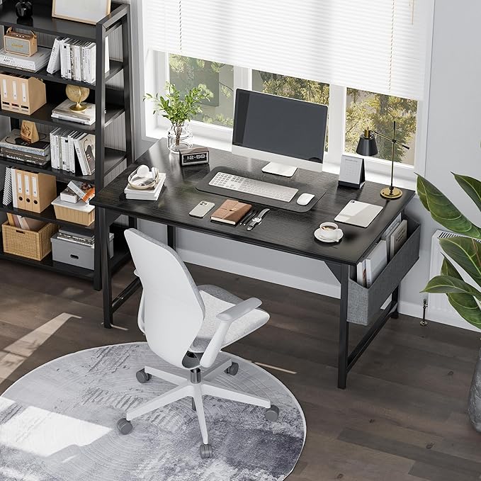 Shahoo Office Computer Desk 32 Inch Student Home Table for Writing Work with Headphone Hook and Storage Bag Dark Black