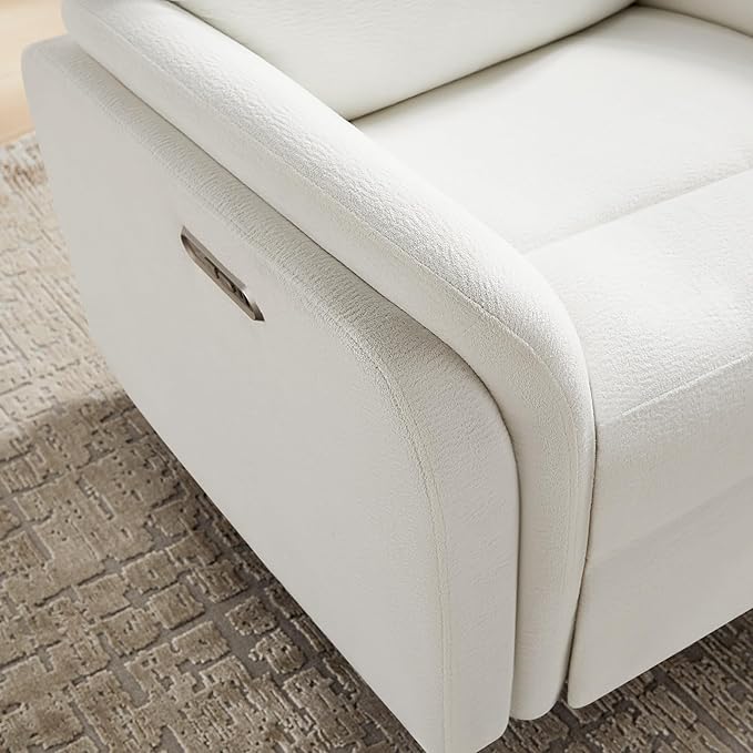 VANOMi Power Recliner Chair Swivel Glider Electric Rocking Recliner Chairs with USB and Type-C Ports Nursery Chair Recliner for Living Room Bedroom Apartment（White）