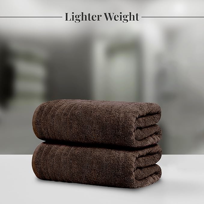 Tens Towels Pack of 2 Extra Large Bath Sheets 35 x 70 Inches 100% Cotton Larger &amp Lighter Weight Quicker to Dry Super Soft &amp Absorbent Oversized Bath Towels Brown