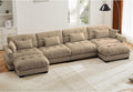 Setawix Modular Sectional Sofa Couch Oversized 6-Seats Comfy U-Shaped Couches with Ottoman Chaise Modern Deep Seat Velvet Cloud Sofa Bed for Living Room(Camel)