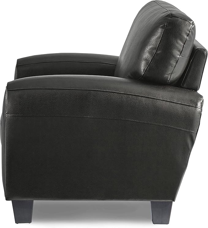 Homelegance 61.5W Rubin Modern Loveseat with Track Arms Foam Cushions Comfort 2 Seater Couch Faux Leather Love Seat for Living Room Apartment Office Easy Assembly Black