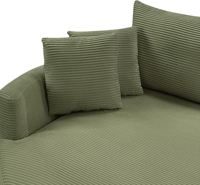 JUSTONE Ultimate Comfort 102.3 Oversized Sofa Bed Double Chaise Lounge with Deep Seat &amp USB Charging Multi-Functional Green Loveseat for Living Room