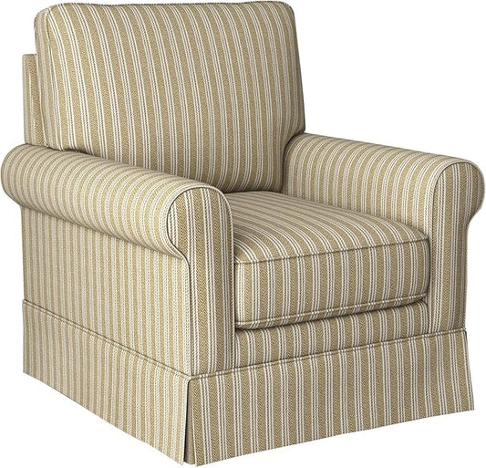 INZOY Swivel Accent Chair Linen Mid Century Modern Chair Comfy Swivel Barrel Reading Chair Upholstered Square Chair for Living Room Bedroom Small Spaces Fully Assembled Brown Stripe