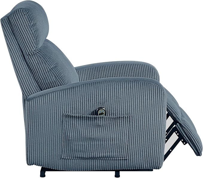 Lexicon Power Lift Recliner Chair for Elderly with Remote Control Gentle Lift Motion Side Pocket Armrest Corduroy Upholstered Electric Recliner for Living Room/Bedroom Easy Assembly Midnight Blue