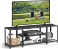 VASAGLE Modern TV Stand for TVs up to 65 Inches 3-Tier Entertainment Center Industrial TV Console Table with Open Storage Shelves for Living Room Bedroom Black with Wood Grain ULTV097B22