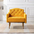 Modern Teddy Fabric Accent ChairUpholstered Button-Tufted Single SofaComfy Armchair Chair with Rose Golden Legsfor Living Room Bedroom Home Office (Mustard)