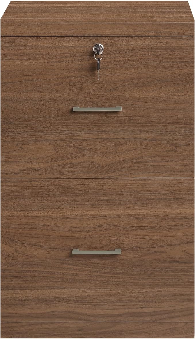 OSP Home Furnishings Alpine 2-Drawer Vertical File with Lockdowel Fastening System 16.75 inches Wide Majestic Walnut Finish