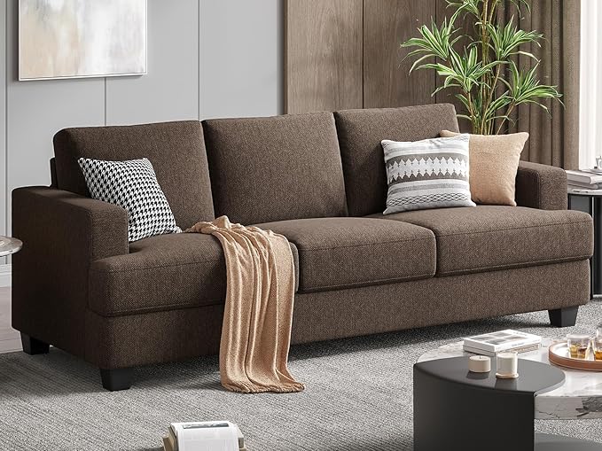Fadware Sofa Couch 3 Seater Sofa with Suppleness Armrests Fabric Deep Seat Sofa with Upholstered Cushion&amp Backrests Modern Comfy Couch for Living Room Apartment