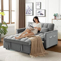 3 in 1 Convertible Sleeper Sofa Bed Futon Couches for Living Room with Side Pocket/Adjustable Backrest Velvet Upholstered Pull Out Couch Small Loveseat Sofa Bed for Bedroom Office Small Spaces