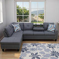 L Shape Sectional Couch with Chaise 97.5 Inch Modular Sofa with Cup Holders Sectional Couches for Living Room Ergonomic Reclined Backrest for Office and Small Apartment Grey