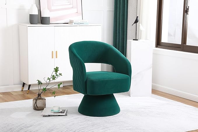 Swivel Accent Chair Armchair Round Barrel Chair in Fabric for Living Room Bedroom Green