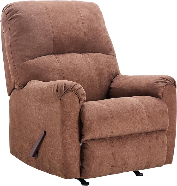 CANMOV Rocker Recliner Chair for Adults Set of 2Manual Recliner Chair with Overstuffed Backrest and Armrests Soft Fabric Manual Rocking Reclining Sofa for Living RoomBrown