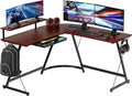 SHW 51 x 51 Inches Vista L-Shaped Desk with Monitor Stand and Drawer Cherry