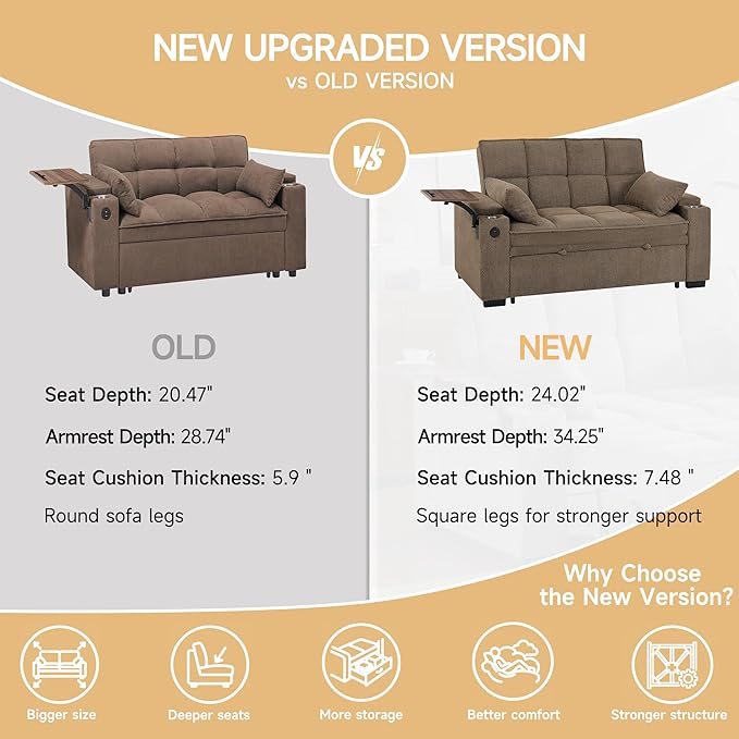 65'' Chaise Lounge Chair Indoor 3-in-1 Convertible Sofa Bed with Pull-Out Design 360° Swivel Side Table Modern Granular Velvet Couch Bed for Living Room Small Space &amp Apartment-Friendly