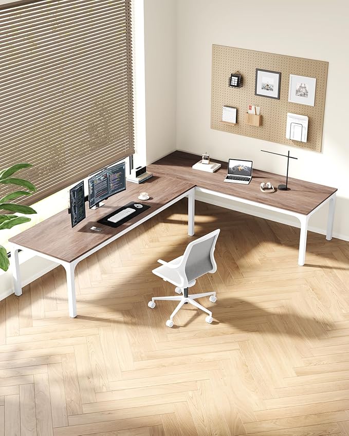 LITTLE TREE Two Person Desk 78.7 Inches Extra Long Computer Desk Wooden Large Office Desks with Strong Metal Legs Double Desk for 2 People Writing Study Table for Home Office Oak &amp White