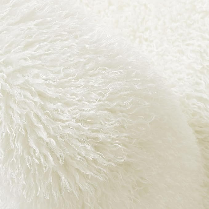 Modway Mina Faux Fur Accent Chair in White -Furry Slipper Lounge Chair for Bedroom Or Living Room