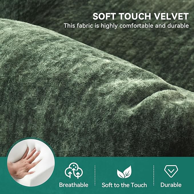 YITAHOME 108 Modular Sectional Sofa with Movable Ottoman Modern L Shaped Couch with Pillow-Armrest Velvet 4 Deep Seat Cloud Couch for Living Room Apartment Office Green
