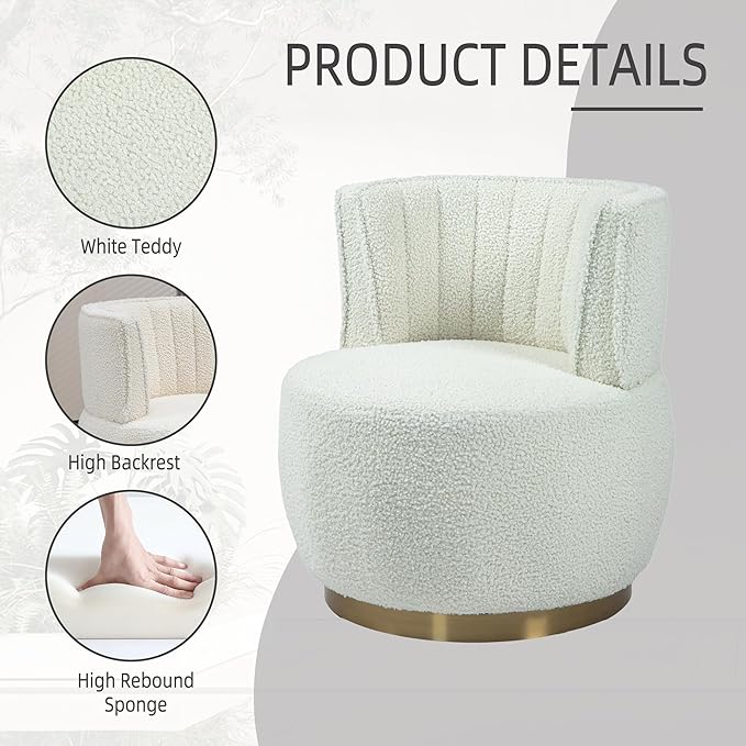 KINFFICT Velvet Swivel Accent Barrel Chair Set of 2 Mid Century Modern Arm Chair 360° Swivel Club Chairs Upholstered Comfy Single Sofa Chair Cozy Leisure Chair for Living Room Bedroom Lounge Hotel