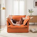 Modern Single Sofa Chair 49 Slipcovered Armchair Oversized Upholstered Accent Chair Comfy Cloud Deep Seat Sofa Chair with 2 Throw Pillows for Living Room Bedroom Apartment Chenille Orange