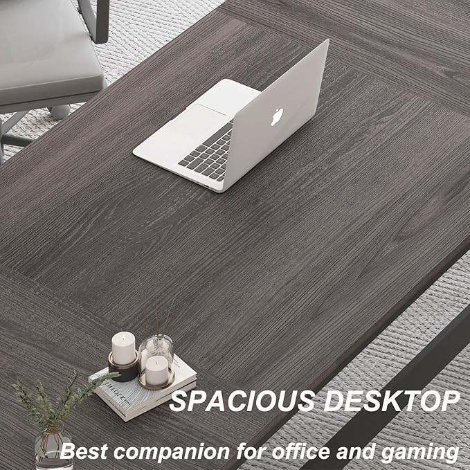 HSH Large Rustic Computer Desk Industrial Extra Long Home Office Desk Modern Pc Study Gaming Writing Table for Two Person Workstation Executive Desk for Home Bedroom Living Room Dark Gray 70 Inch