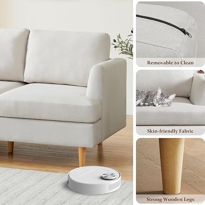 Loveseat Mid Century Modern 65 Small Couches for Small Spaces Love Seat with 2-3 Seat Upholstered Cushion Sofa for Bedroom &amp Living Room Apartment Beige