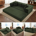 5-in-1 Folding Convertible Sofa Bed 78 Inch Corduroy Boneless Couch Loveseat Sleeper with Pull Out Bed Floor Sofa Modular Futon Couch for Living Room Small Place No AssemblyLight Green